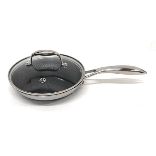HexClad Hybrid 8in Cookware Frying Pan with Cooking Lid