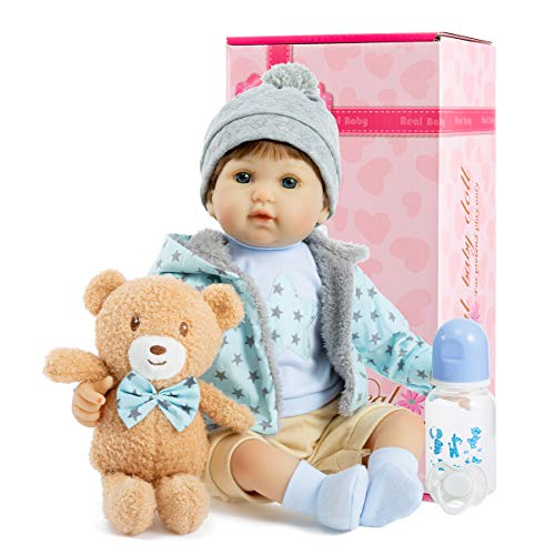 Kiki Doll collection Lifelike Reborn Baby Dolls 18 inch, Soft Realistic Silicone Vinyl Weighted Body, Children Gift Set with Clothes and Toy