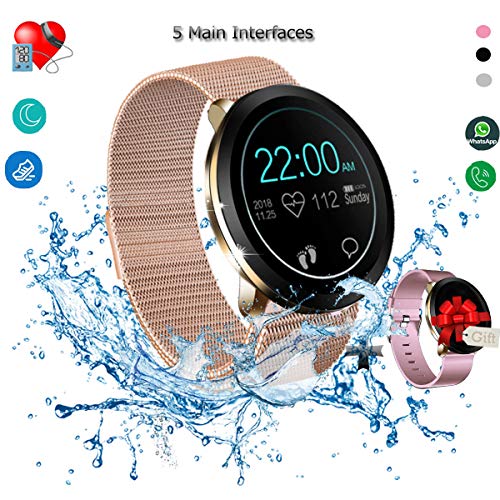 Smart Watch, Fitness Tracker, Waterproof Fitness Watches with Heart Rate Blood Pressure Sleep monitor for Android IOS, Activity Tracker with Calorie Counter, Sport Bluetooth Watch for Women Men