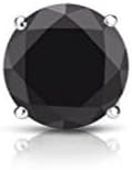 14k Gold Round SINGLE Black Diamond Stud Earring (1/4-2cttw) 4-Prong Basket set with Screw-back Diamond Wish