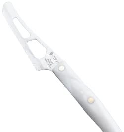 CUTCO Model 2164 Petite Cheese Knife with 5" White (Pearl) Handle and 3.8" Micro-D serrated edge blade.In Factory-sealed plastic bag.