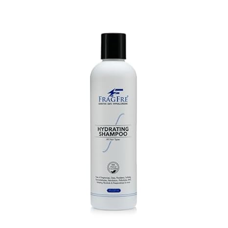 Hydrating Sensitive Skin Shampoo 8 oz - Sulfate Free Shampoo Fragrance Free Paraben Free - Color Safe Hypoallergenic Mild Hair Cleanser - Gluten Free Vegan - Natural Cucumber