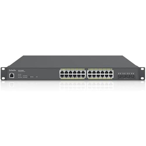 EnGenius ECS1528P Cloud Managed 24-Port Gigabit PoE Switch With 4 SFP Ports - 3 Layer Supported - Modular - 240 W PoE Budget - Optical Fiber, Twisted Pair