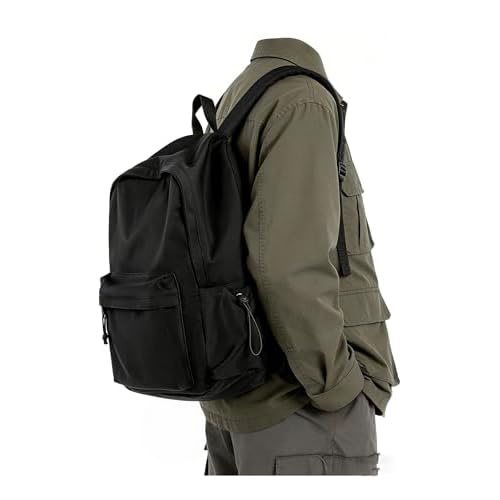 BJLFS Black School Backpack for Girls Women, Waterproof High School Book Bag Cute Backpack for Men Teens Boys, Small Lightweight Simple Basic Middle School Back Pack Daypack Mochilas Escolares para