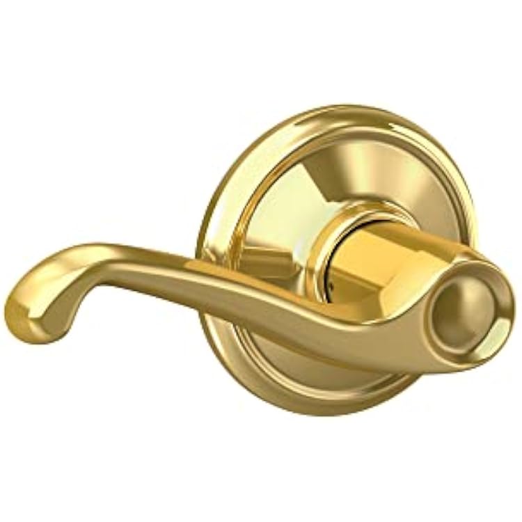 Schlage F10 V FLA 605 Flair Door Lever, Hall & Closet Passage Lock, Bright Brass