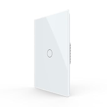 LIVOLO Modern Electrical Wall Light Switch Tempered Glass Panel 2 Pole Wall Touch Light Switch with Led Indicator,No Neutral Wire (White, 1Gang 3Pole)