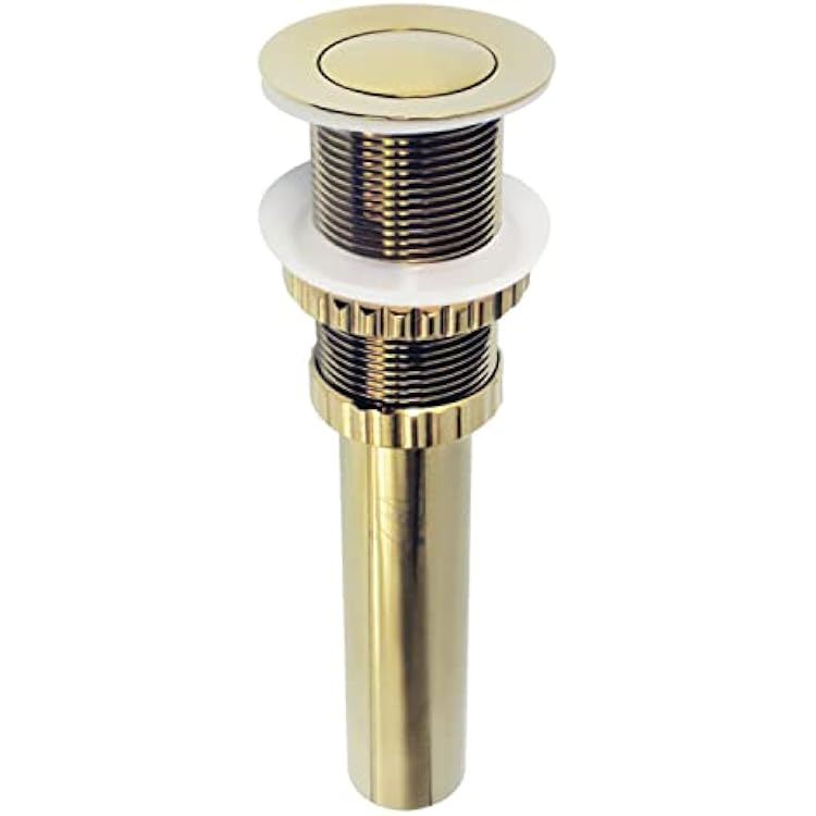 Kingston Brass EV8412 Coronet Push Pop-Up Bathroom Sink Drain Without Overflow, Polished Brass, 8.44 x 2.44 x 2.44