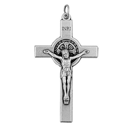 Vatican Imports 2 Saint Benedict Crucifix Pendant | Die-Cast Pewter Metal | Available in Packs | Christian Jewelry