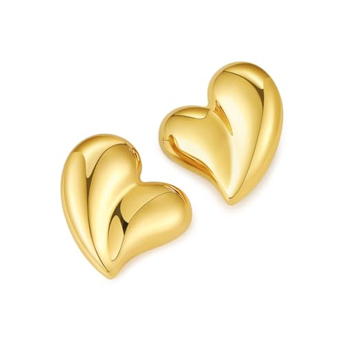 Gold Heart Earrings for Women 18K Gold Plated Heart Studs Earrings Gift