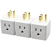 Projectpak 3 Outlet Wall Adapter Travel Cube Grounder Splitter Turns One Outlet into Three | 3 Pack