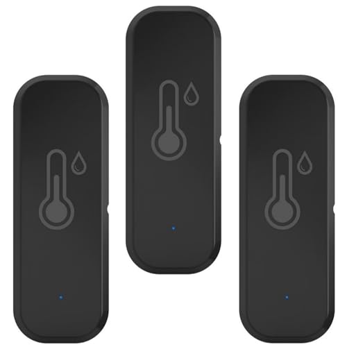 WiFi Temperature and Humidity Sensor,Compatible with Alexa and Google Home,No Hub Required,for Home,Baby Rooms,Greenhouses Accessories,Garages Black 3PackNo Include Battery