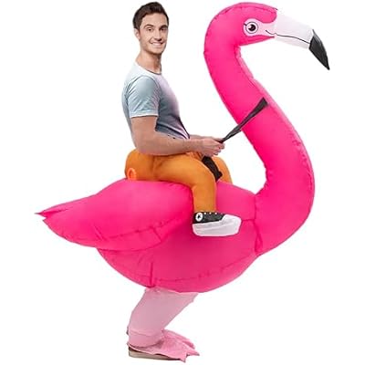 ZISUEX Flamingo Costume Rose Blow Up Suit Flamingo Inflatable Costume For Adult Women Party Halloween Costume Jumpsuit