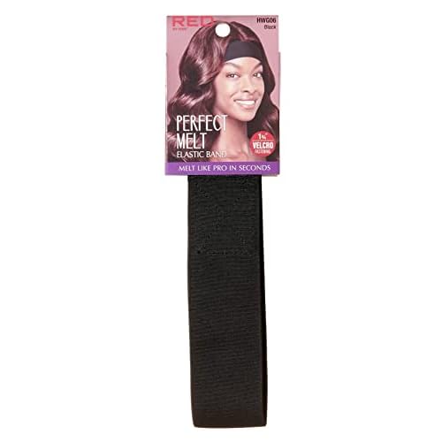 Kiss Red Perfect Melt Elastic Band 1 34Inch with Hook and Loop Fastening Black Pack of 6