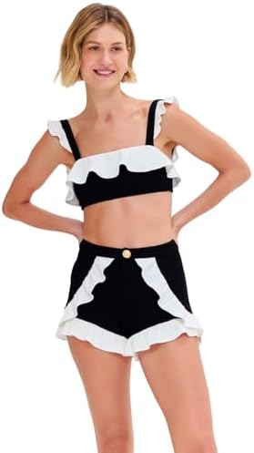 Merian Knit Flutter Color Block Bikini Top