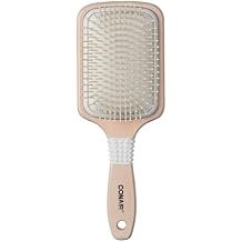 Conair Ceramic Wood Paddle Hair Brush with Nylon Bristles, Cushion Design for All Hair Types, Smooth & Shine Styling, Off White