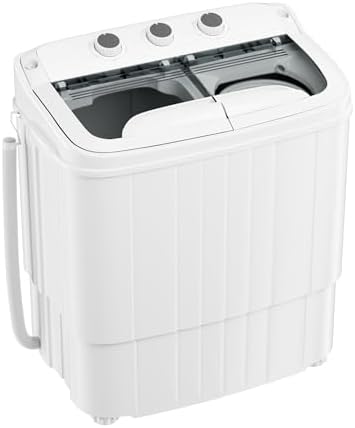 Superday Portable Washing Machine with Longer Hose, 16 Lbs Compact Mini Washer and Dryer Combo,Twin Tub Washing Machine Laundry Compact Washer spinner Combo for Apartments RVs and DormsGrey