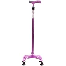 Walking Stick Elderly Non-Slip Four Feet Cane Telesheight Adjustable Elderly Walker Basket Long Handle Aluminum Alloy Crutch-A