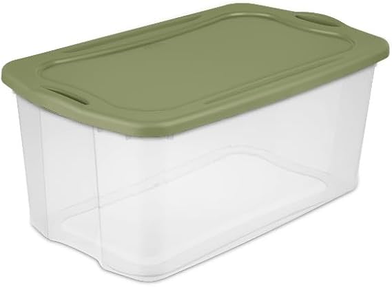 Green 120 Quart Extra-Large Clear Storage Bin Heavy Duty Stackable Organizer with Full-Grip Handles for Garage & Bedroom Storage