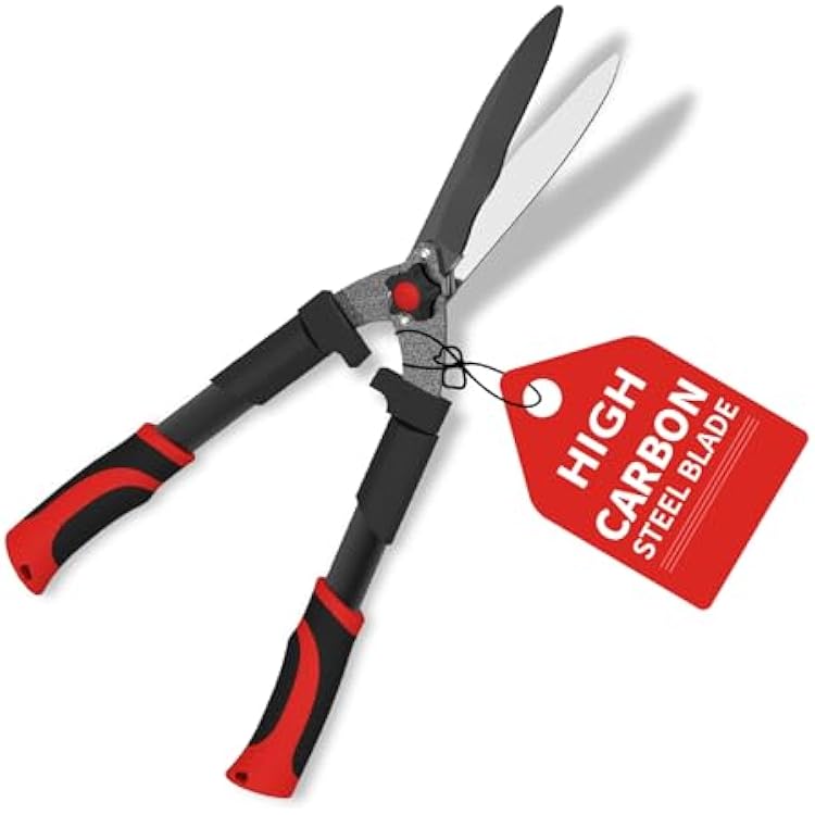 GARTOL 23-Inch Hedge Shears, Manual Garden Clippers with 9 High Carbon Steel Wavy Blade, Heavy Duty Bush Trimmers with Shock-Absorbing Bumpers & Adjustable Tension, Easy-Grip Handles