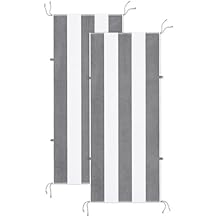 Arkwright Tie-and-Dry Beach Towel, 2-Pack, Clip-Free Pool Chair Cover with Rope Ties Holder for Outdoor Patio Chaise Lounge, 420GSM Cabana Stripe, Oversized 30 x 70 in, Alloy Grey