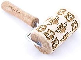 Rolling Pin Embossed With OWLS Pattern For Baking Engraved cookies Size Roller 4 inch
