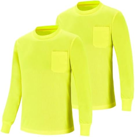 Hi Vis Long Sleeve Safety Shirts - Reflective Work Shirts for Men - High Visibility Shirts