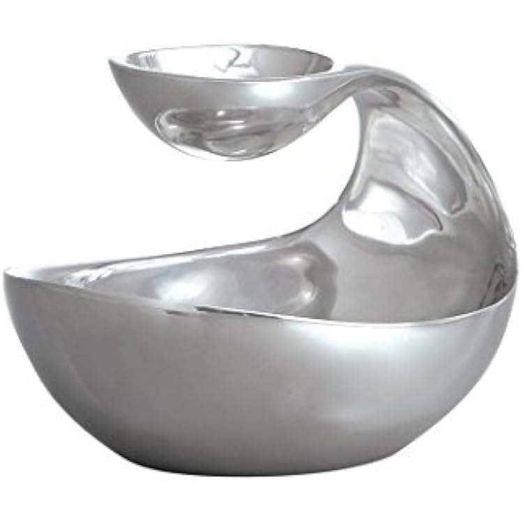 nambe Scoop Server, Mini | Two-Tiered Chip and Dip | Cold & Hot Appetizer Serving Bowl | Made of Metal Alloy | 7 D x 5.5 H | Designed by Wei Young Silver