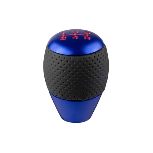 Universal Racing 5 Speed Car Gear Shifter Knob Leather Aluminium Manual Automatic Alloy Gear Shift Knob Shift LeverBlue