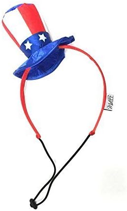 Uncle Sam 4th of July Hat for Large Dog Headband- Captain Halloween Costume | Chin Strap Festive USA Colors