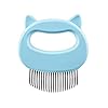 Cat Massage Comb, Cute Comfort Cat Shedding Brush with Elasticity Curved Comb Teeth for Reducing Knots, Relaxing Cat Deshedding Brush for Short Hair & Long Hair Pet Hair Remover (Cat,Blue)