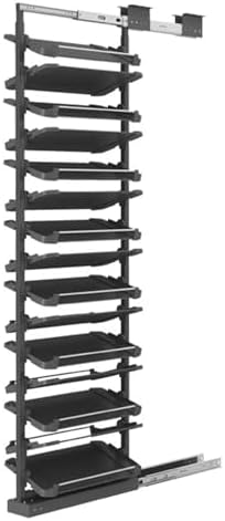 Pull-Out Shoe Rack,Pull-Out Shoe Rack for Cabinet Interior - Expanding Shoe Cabinet, Adjustable Height, Retractable Metal Vertical Shelf Organizer, Space-Saving Storage,Black-15 Tier/H77.6-82.2in