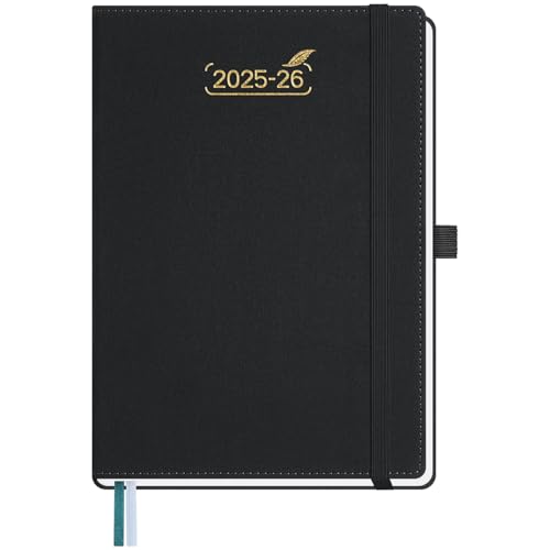 BEZEND 2026 Planner Weekly and Monthly 6 x 8.5, 2-Column Calendar Book Jul 25-Dec 26, Dual Schedule for Daily Appointment, Inner Pocket & Tabs, PU Leather Hardcover - Black