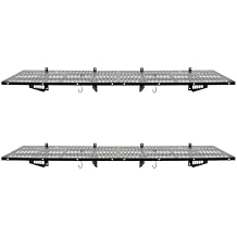 2 Pack Heavy Duty Garage Wall Shelves 24-inch-by-72-inch Garage Shelving Wall Mounted Garage Wall Shelves with 4 Accessory Hooks 560 lbs Load Capacity Storage Rack Floating Shelves Black