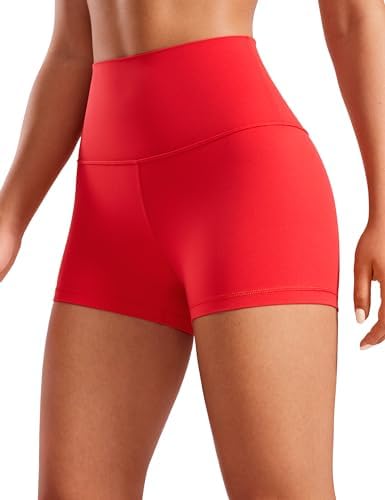 CRZ YOGA Butterluxe Biker Shorts 2.5- High Waisted Yoga Workout Spandex Womens Running Volleyball Booty Deep Red Small