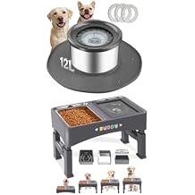 Decflow 2-in-1 Elevated Dog Bowls,12L No Spill Dog Water Bowl for Large Dogs, Stainless Steel Spill Proof Bowls with Suction Cup Anti-Skid Mat, Slow Drinking Feeder for Messy Drinkers,