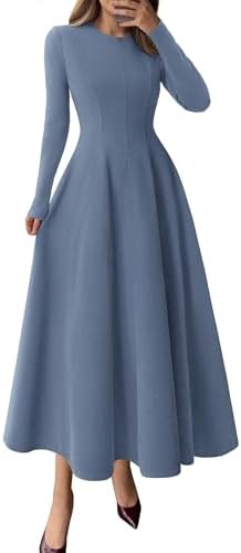 PRETTYGARDEN Cocktail Dresses for Women 2026 Elegant Classy Fall Long Sleeve Midi A Line Flowy Modest Winter Party Dress