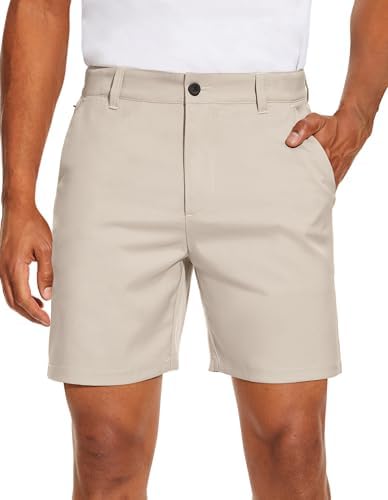PULI Mens Golf Dress Shorts Flat Front Hybrid 7 Inch Lightweight Quick Dry Chino Casual with Pockets