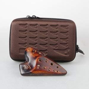 New Series Double Chamber Soprano G 12 Holes Straw Fire Ceramic Ocarina with Hard-shell Case - Authenticity Proved by Engraved Identification Code on Each Piece! - Great Gift.
