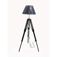 THOR INSTRUMENTS Classic Wood Three Fold Tripod Floor Lamp Black, for Living Room Office Rustic Vintage Home Decor Gifts