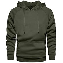 Men's Solid Hoodies Patchwork Color Block Long Sleeve Sweatshirts Casual Sports Drawstring Tops with Kangaroo Pocket