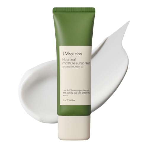 JMsolution Heart Leaf Sunscreen SPF 50 Made in USA, Calming UV Protection with Heart Leaf & Centella Asiatica Lightweight Hydrating Face Sunscreen for Sensitive Skin