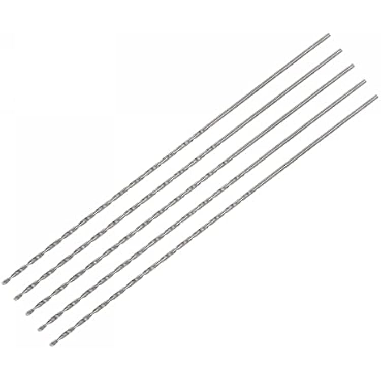 uxcell 5 Pcs 0.9mm Mini Micro Twist Drill Bits, High-Speed Steel Straight Shank Extra Long Drill Bit 80mm for Aluminum Alloy