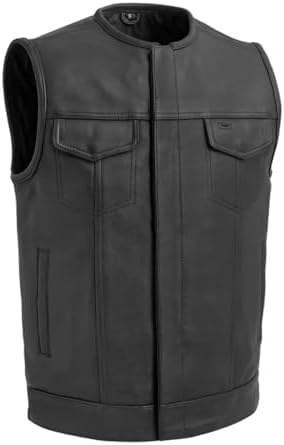First Mfg Co - Highside - Mens Motorcycle Biker Riding Black Leather Vest