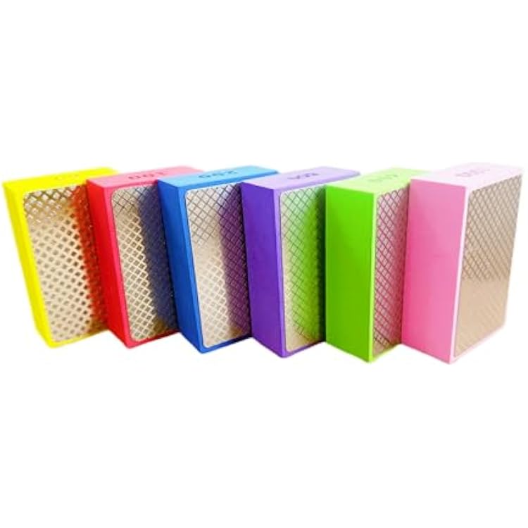 Diamond Hand Polishing Pads, 60-1000 Grit, 6-Piece Sanding Block Set for Glass and Tile, Multi-Color
