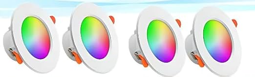 Tuya Bluetooth Smart Downlight Kit RGBCCT Compatible with Alexa, Voice Control,4 Pack,10W