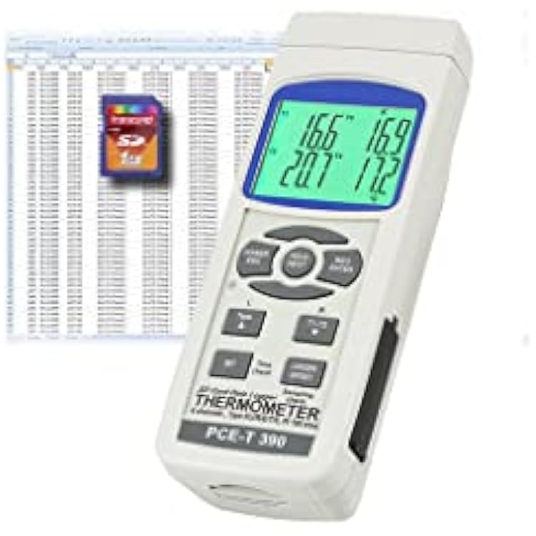 PCE Instruments PCE-T390 Contact Thermometer, for Temperature Measurement, Features Data Logging Function, Along with a Clear Display and Wide Temperature Range