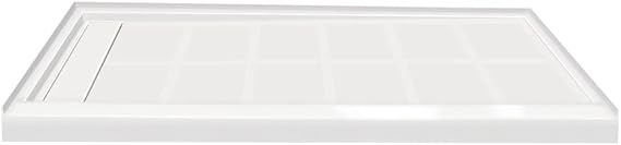 Transolid FL6036L-31 Linear 60-in L x 36-in W Rectangular Alcove Concealed End Drain Shower Base with Left Hand Drain, White