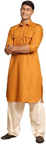 Elina fashion Mens Cotton Kurta Pajama Pathani Set | Indian Pakistani Ethnic Traditional Rakhi Festival Wear