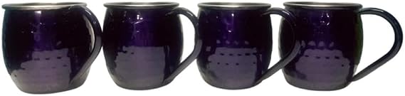 Moscow Mule Mug, Stainless Steel, 16 oz Capacity, Holiday Gift, Cocktail Drinkware set of 4 pcs (Blue)