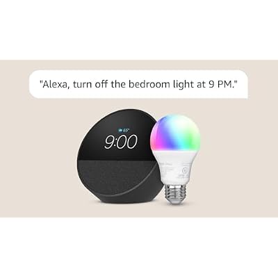 Echo Spot with Amazon Basics Smart Color Bulb